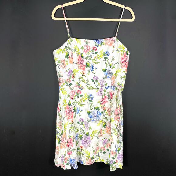 Alice &‎ Olivia Trixie Mini Dress Ivory Floral Sleeveless Sz 12 - Picture 4 of 11